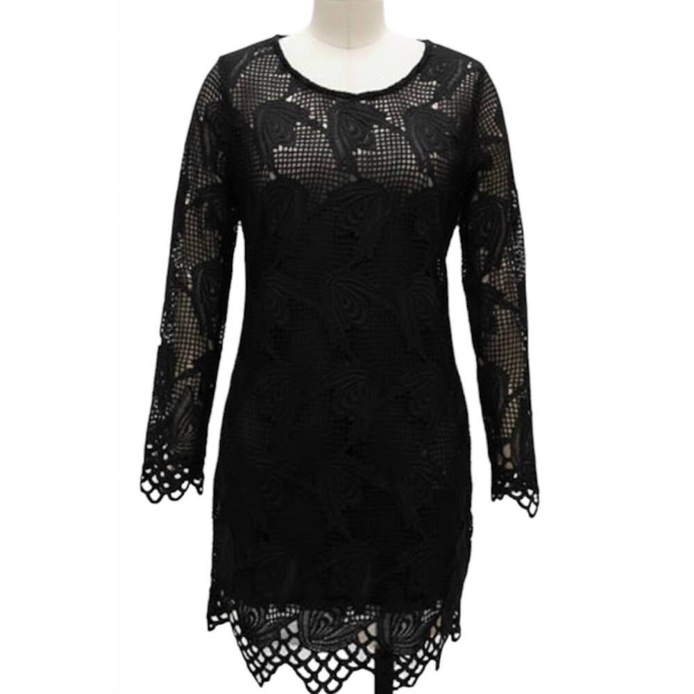 NEW MICHAEL K women's glam lace mini dress in black